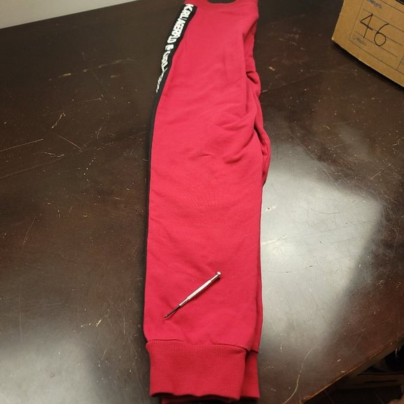 Karl Lagerfeld Mens XS Joggers Red Drawstring Pockets‎ Logo Side Stripe Pants - Picture 9 of 14